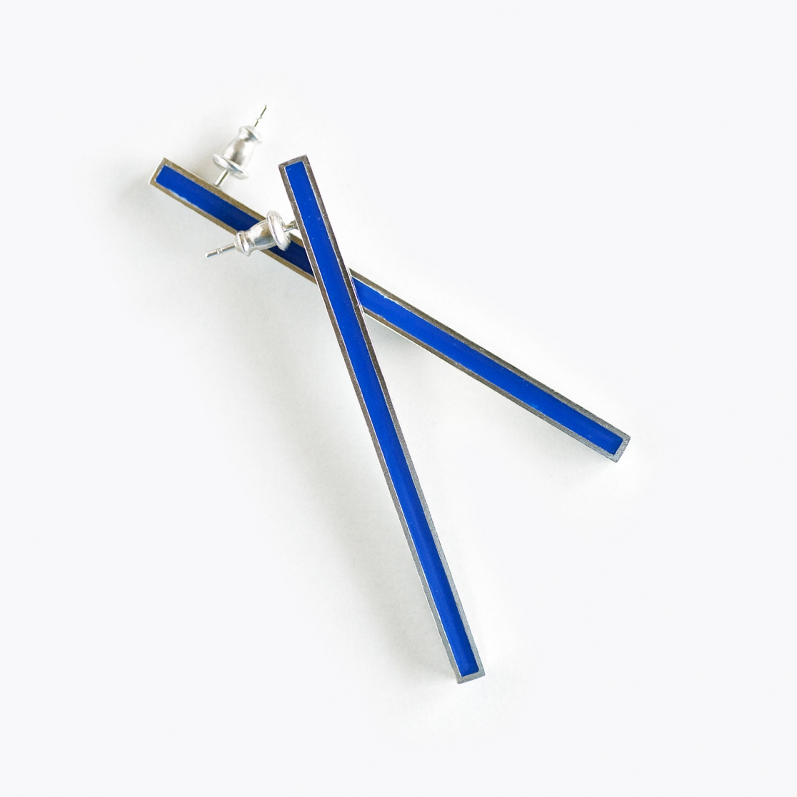 ピアス：STICK / シルバー・ブルーｘブラック