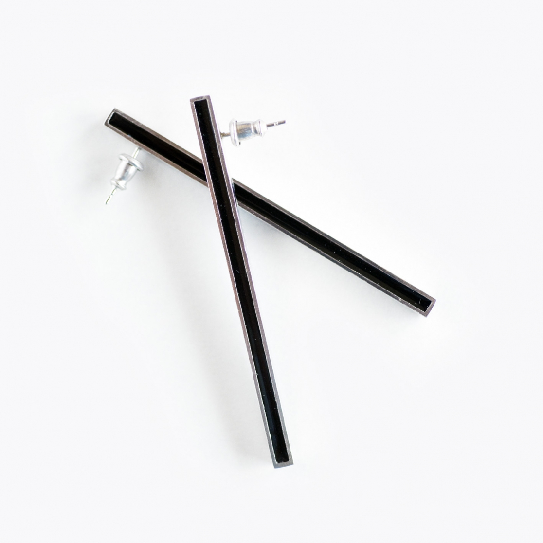 ピアス：STICK / シルバー・ブルーｘブラック